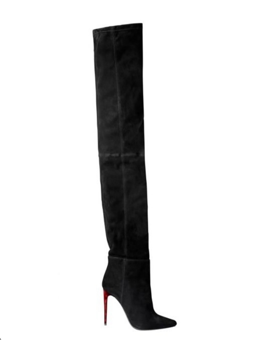 Balmain H&M Black Over-the-Knee Suede Stiletto Boot